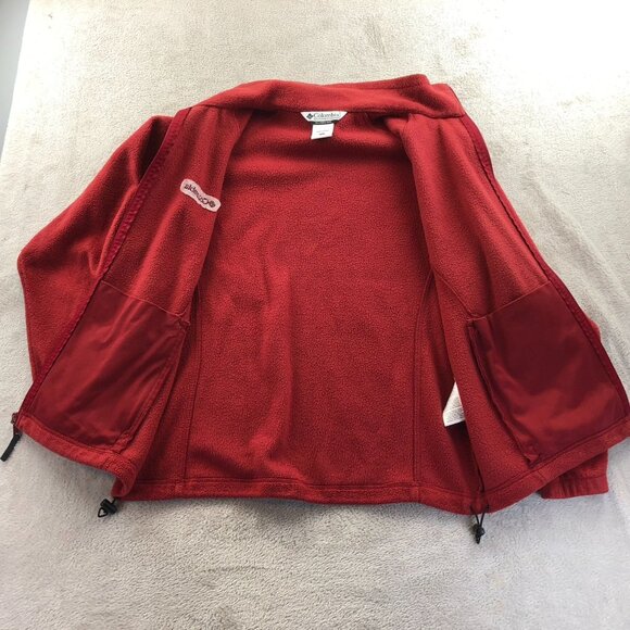 Columbia Womens Fleece Jacket Large Red Full Zip Mock Neck Outdoors Cozy Casual - Picture 14 of 16
